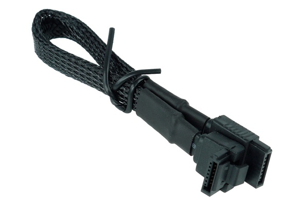 Phobya SATA 3.0 connection cable with safety latch 15cm - black sleeved