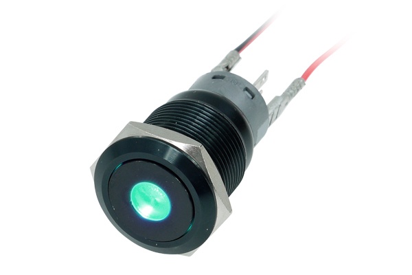 Phobya vandalism-proof switch 19mm aluminium black, yellow dot lit 5pin