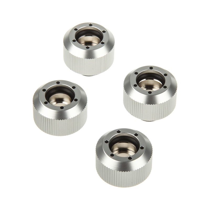 PrimoChill Revolver Compression Groove Fitting 4x Set for Acrylic Tube 13/10mm - Silver