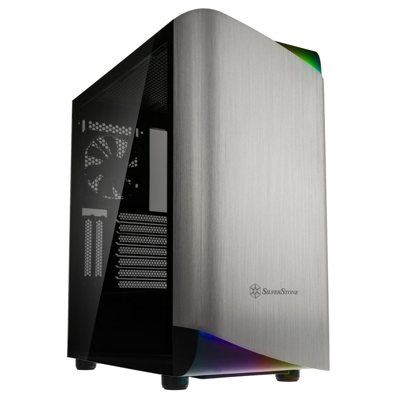 Silverstone Seta A1 midi tower, tempered glass - black / silver : image 1