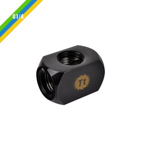 Thermaltake Pacific 4-Way G1/4 T Piece Block Fitting - Black