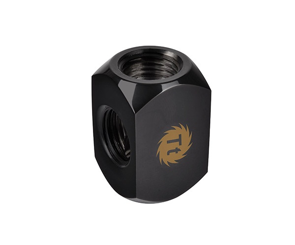 Thermaltake Pacific 4-Way G1/4 T Piece Block Fitting - Black