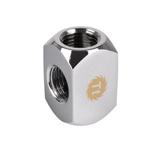 Thermaltake Pacific 4-Way G1/4 T Piece Block Fitting - Chrome
