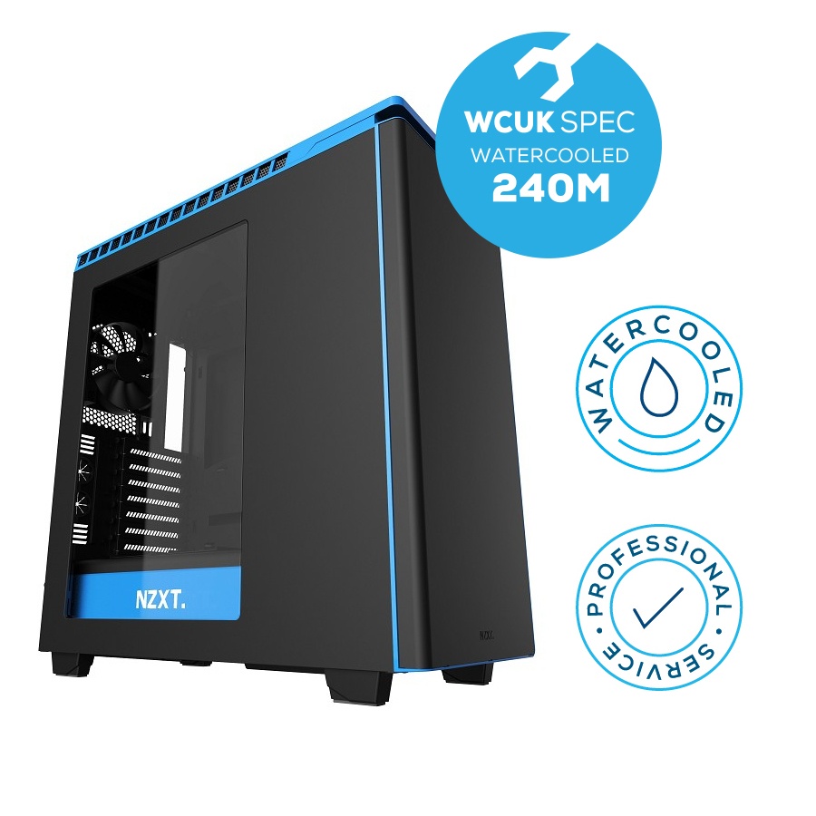 WCUK Spec 240M - Watercooled NZXT H440 ATX Case - Black / Blue