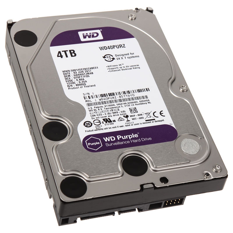Western Digital Purple, SATA 6G, Intellipower, 3.5 Inch - 4TB