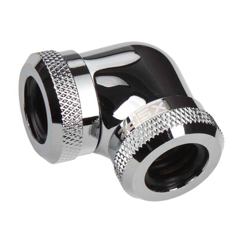 XSPC Adapter 2x 14mm Hard-Tube - 90 degree angle, chrome