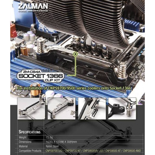 Zalman ZM-CS4A Socket 1366 Clip Kit for CNPS9500/9700/WB5