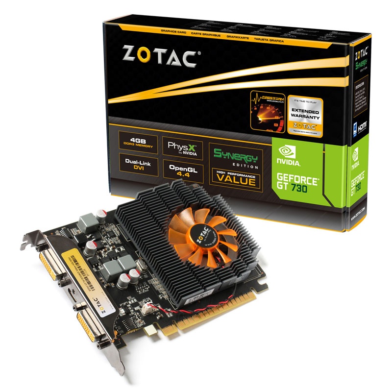 ZOTAC GeForce GT 730, 4096 MB DDR3, Low Profile