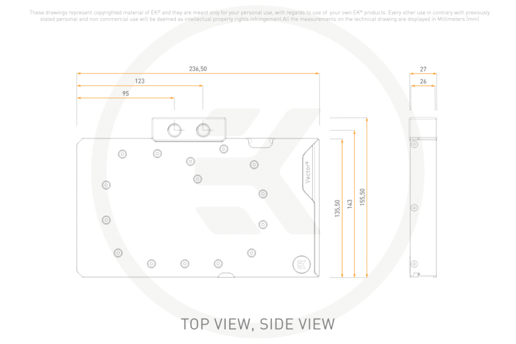 EK Waterblocks EK-Quantum Vector3 Suprim RTX 5090 GPU Waterblock - Plexi