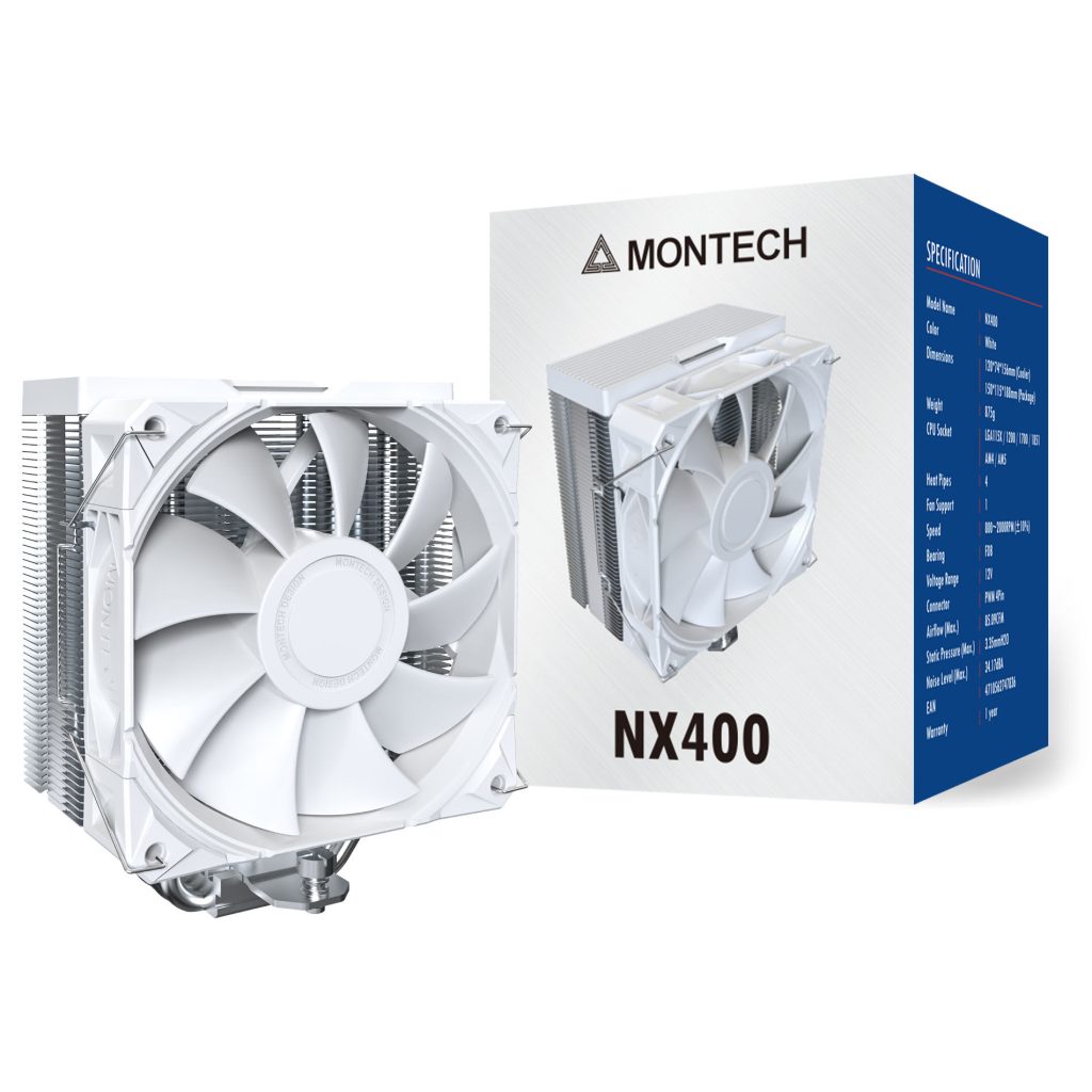 Montech NX400 White CPU cooler - 120mm, white