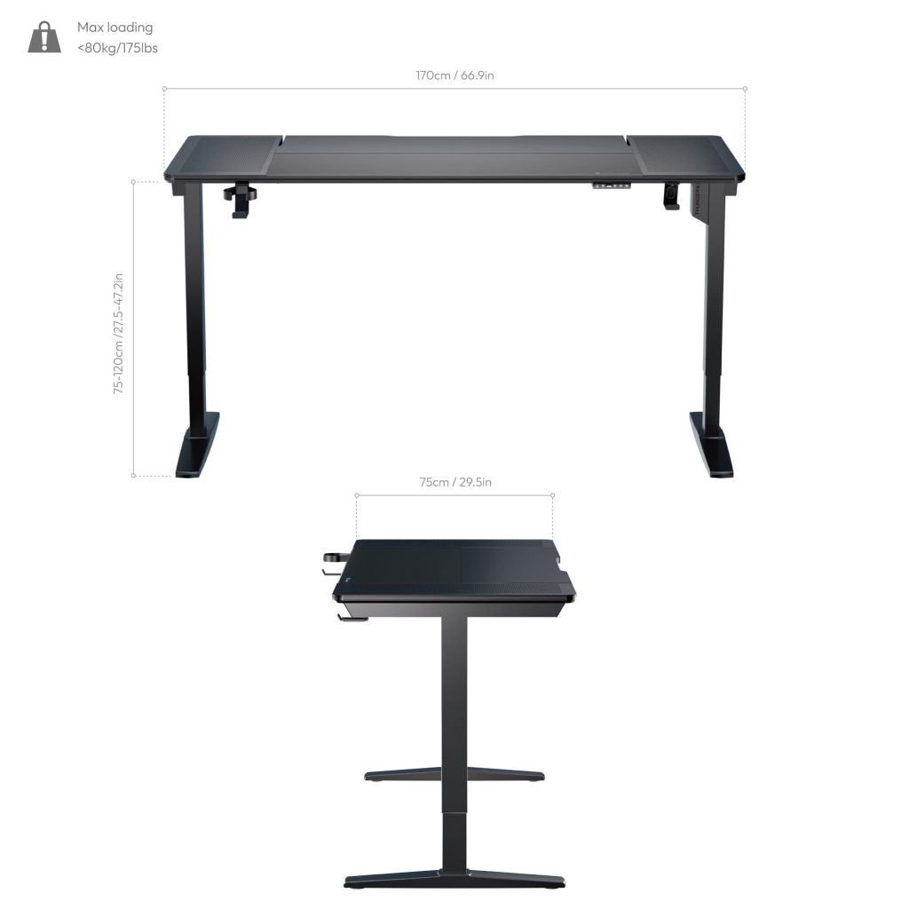 ThunderX3 LAB-X Gaming Table, height adjustable - black : image 2