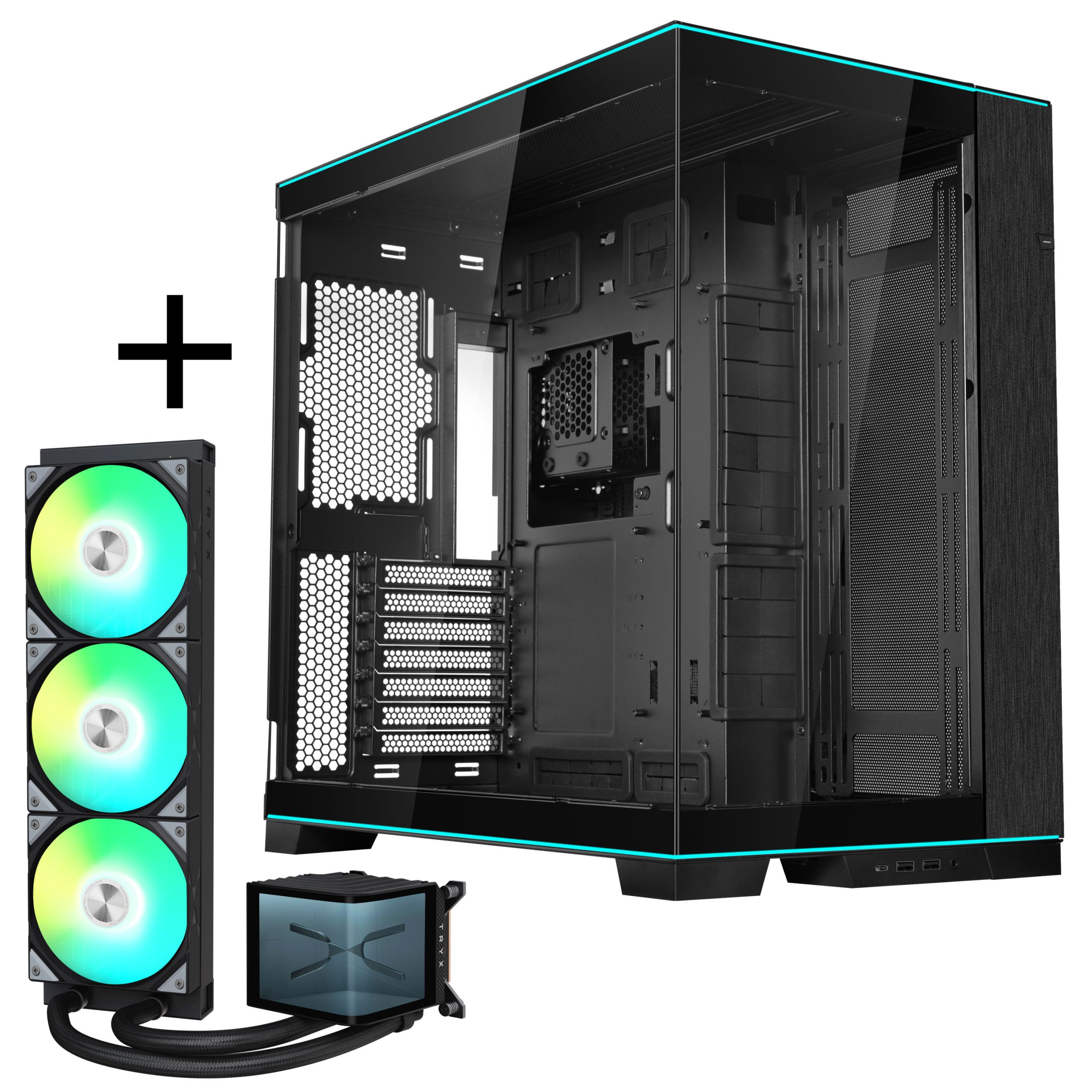 Lian Li O11D EVO RGB + TRYX PANORAMA ARGB Complete Water Cooling System - Black, 360mm : image 1