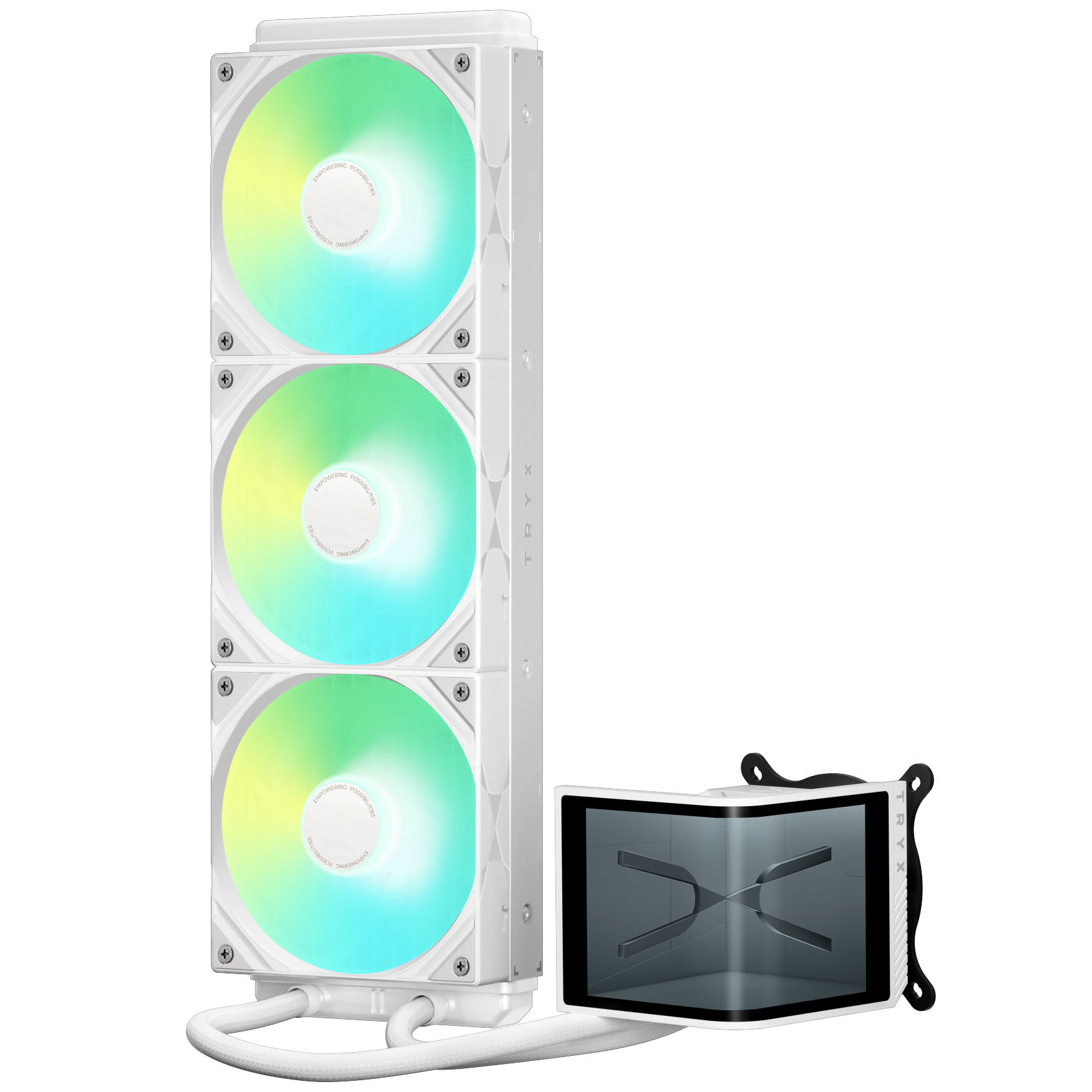 Lian Li O11 Vision Compact + TRYX PANORAMA SE ARGB Complete Water Cooling System - White, 360mm : image 6