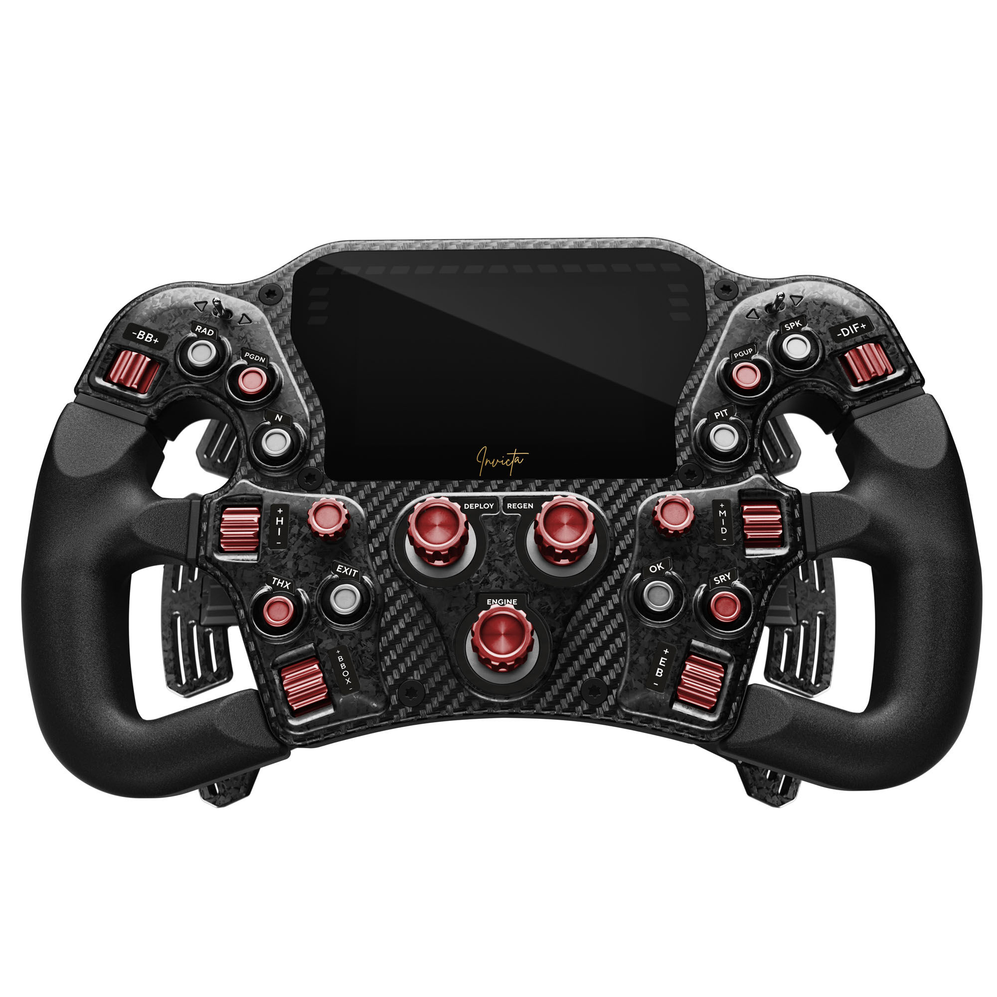 Asetek SimSports Invicta Formula Steering Wheel, 4.3-inch LCD, USB-C - Red on Black Edition : image 4