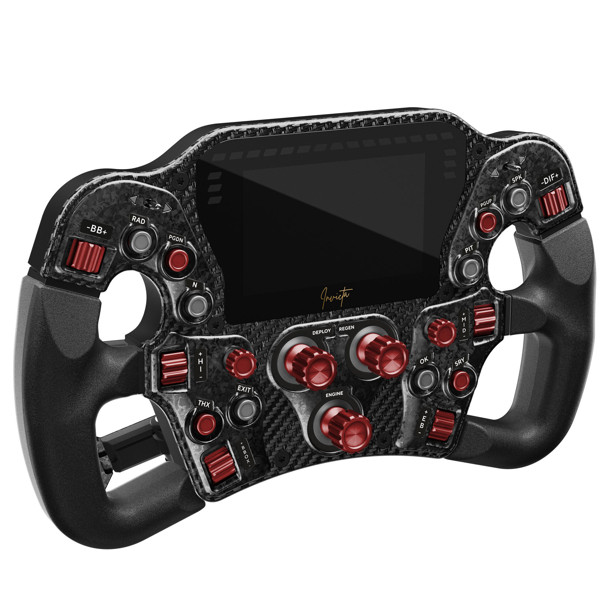 Asetek SimSports Invicta Formula Steering Wheel, 4.3-inch LCD, USB-C - Red on Black Edition : image 1