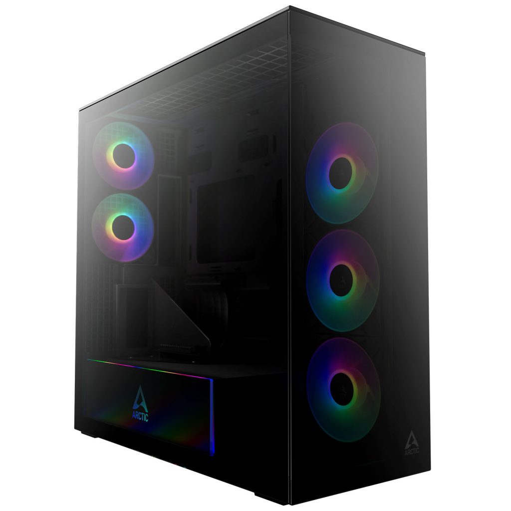 ARCTIC Xtender PC Case, Midi-Tower, E-ATX, RGB, Tempered Glass - including vertical GPU bracket & riser cable, black