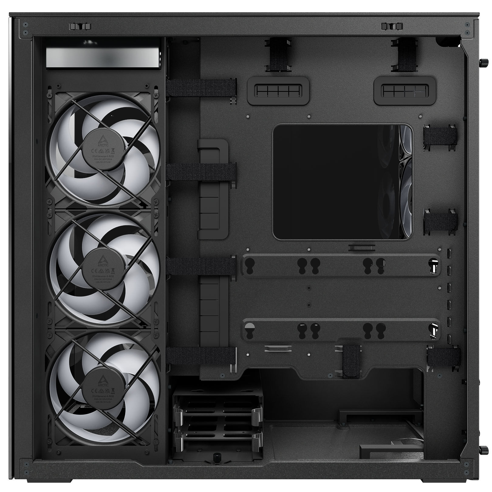ARCTIC Xtender PC Case, Midi-Tower, E-ATX, RGB, Tempered Glass - including vertical GPU bracket & riser cable, black