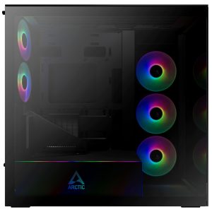ARCTIC Xtender PC Case, Midi-Tower, E-ATX, RGB, Tempered Glass - including vertical GPU bracket & riser cable, black