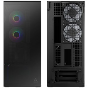 ARCTIC Xtender PC Case, Midi-Tower, E-ATX, RGB, Tempered Glass - including vertical GPU bracket & riser cable, black
