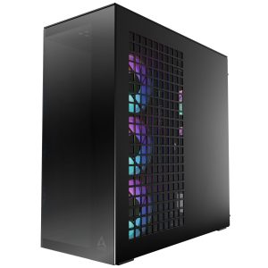 ARCTIC Xtender PC Case, Midi-Tower, E-ATX, RGB, Tempered Glass - including vertical GPU bracket & riser cable, black