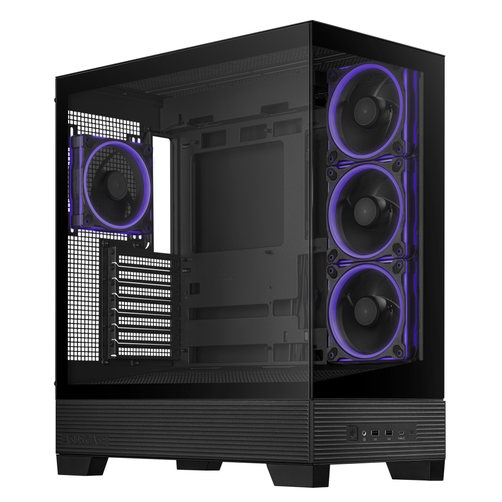 ASUS A31 Plus TG ARGB PC Case, Midi-Tower, ATX, Tempered Glass - Black