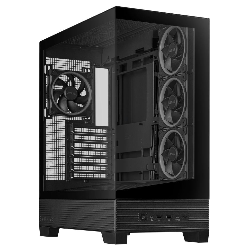 ASUS A31 Plus TG ARGB PC Case, Midi-Tower, ATX, Tempered Glass - Black