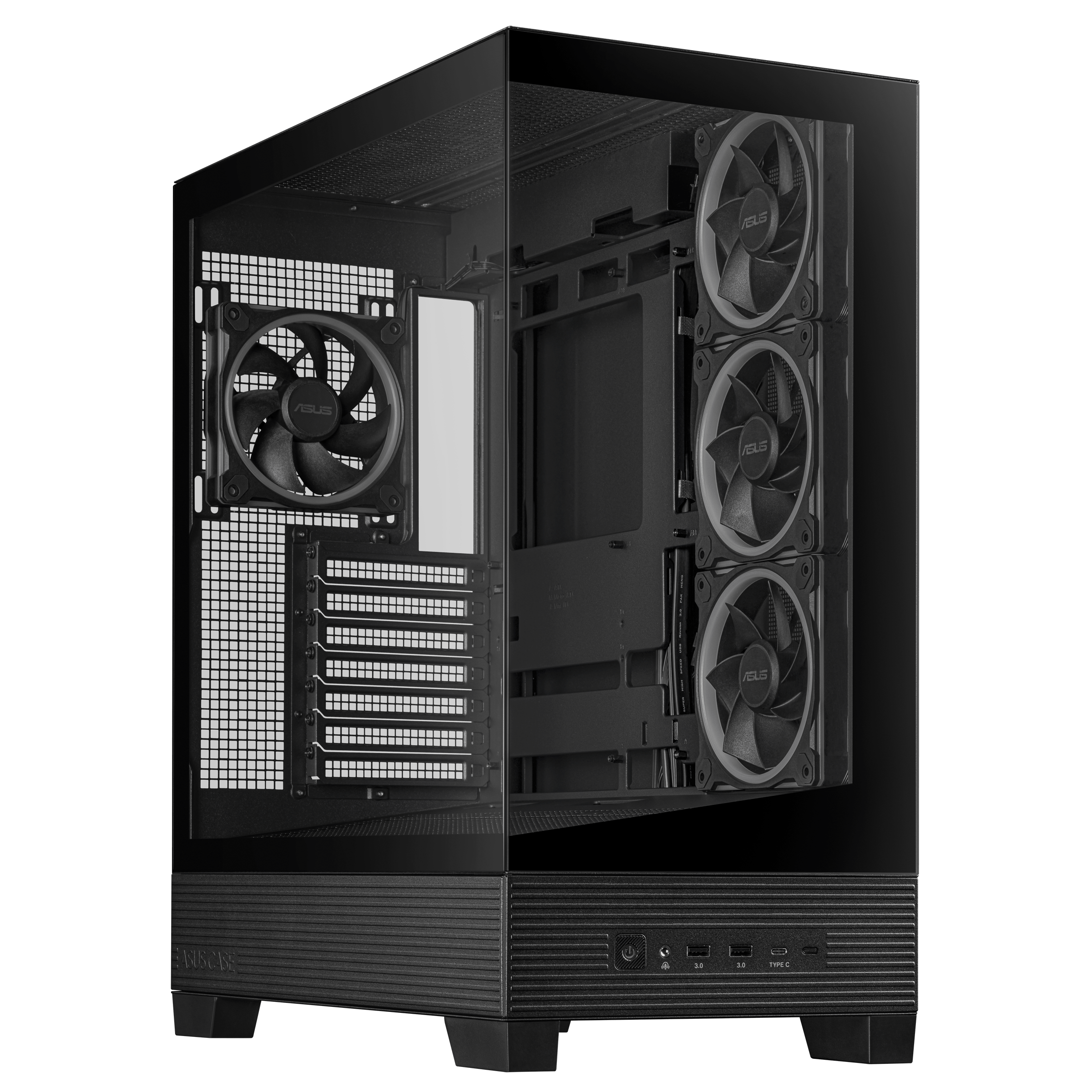 ASUS A31 Plus TG ARGB PC Case, Midi-Tower, ATX, Tempered Glass - Black
