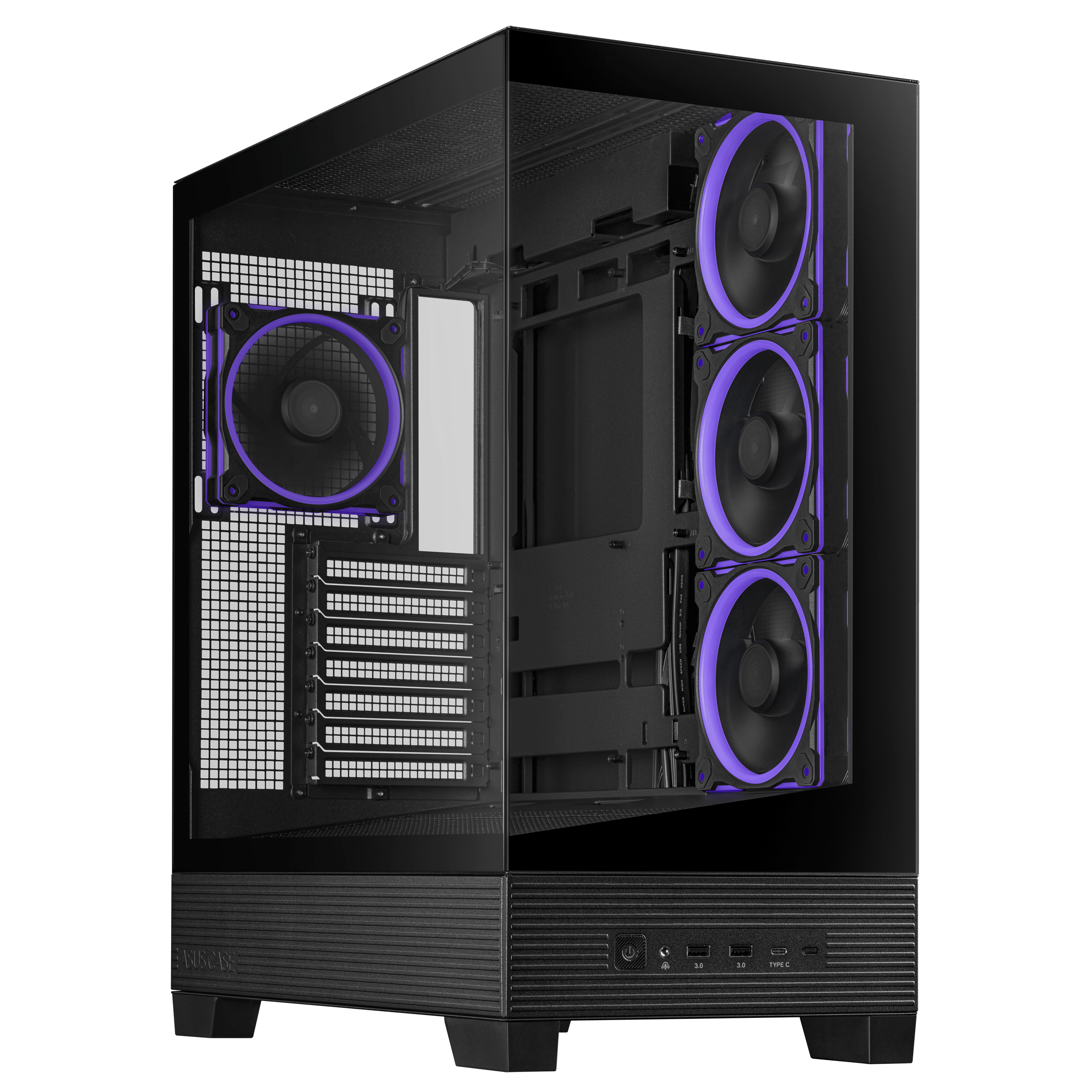 ASUS A31 Plus TG ARGB PC Case, Midi-Tower, ATX, Tempered Glass - Black