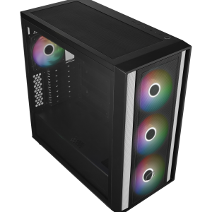 Cooler Master MasterBox 600 ARGB PC Case, Midi-Tower, E-ATX, RGB, Tempered Glass - Black