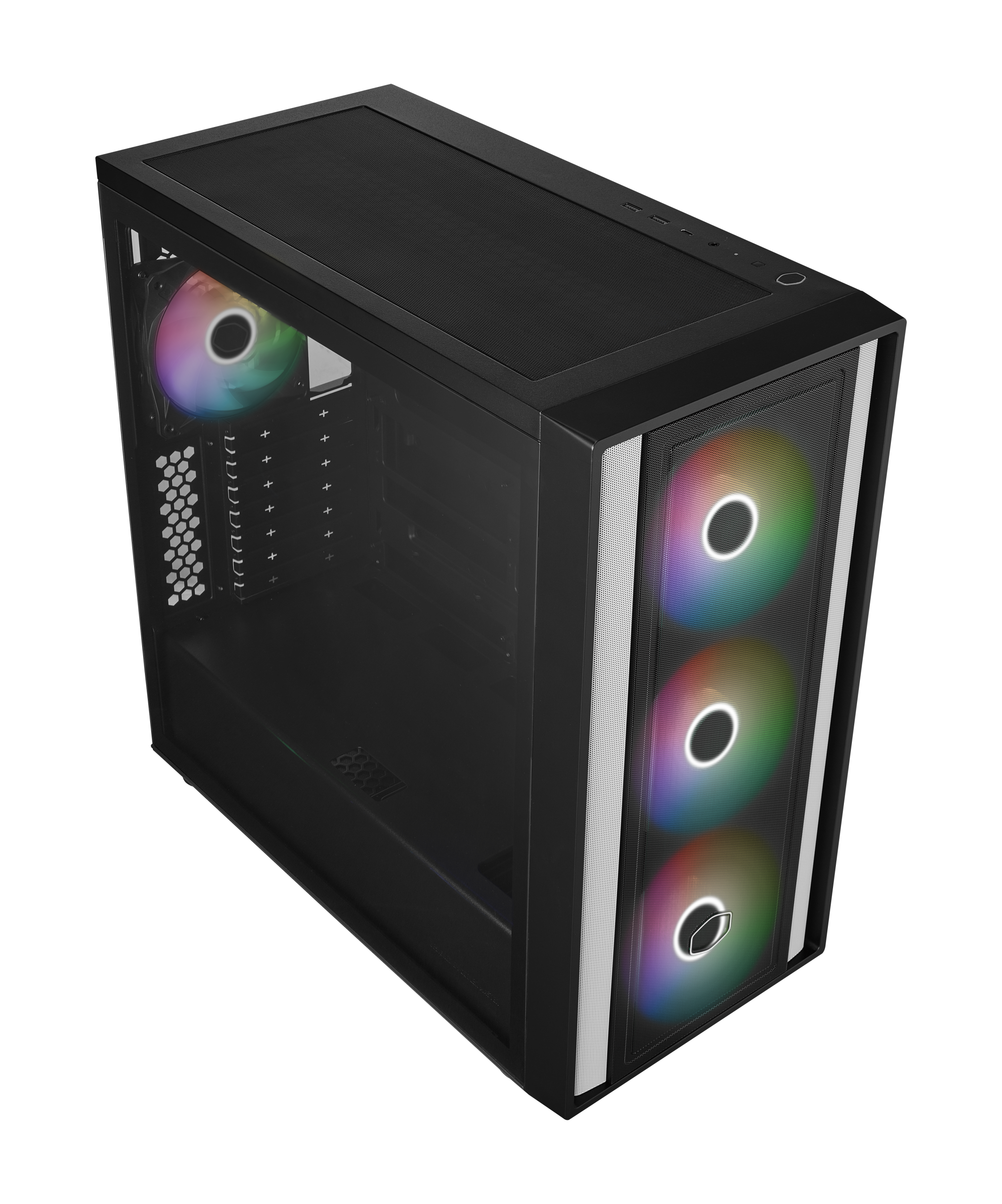 Cooler Master MasterBox 600 ARGB PC Case, Midi-Tower, E-ATX, RGB, Tempered Glass - Black