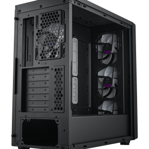 Cooler Master MasterBox 600 ARGB PC Case, Midi-Tower, E-ATX, RGB, Tempered Glass - Black