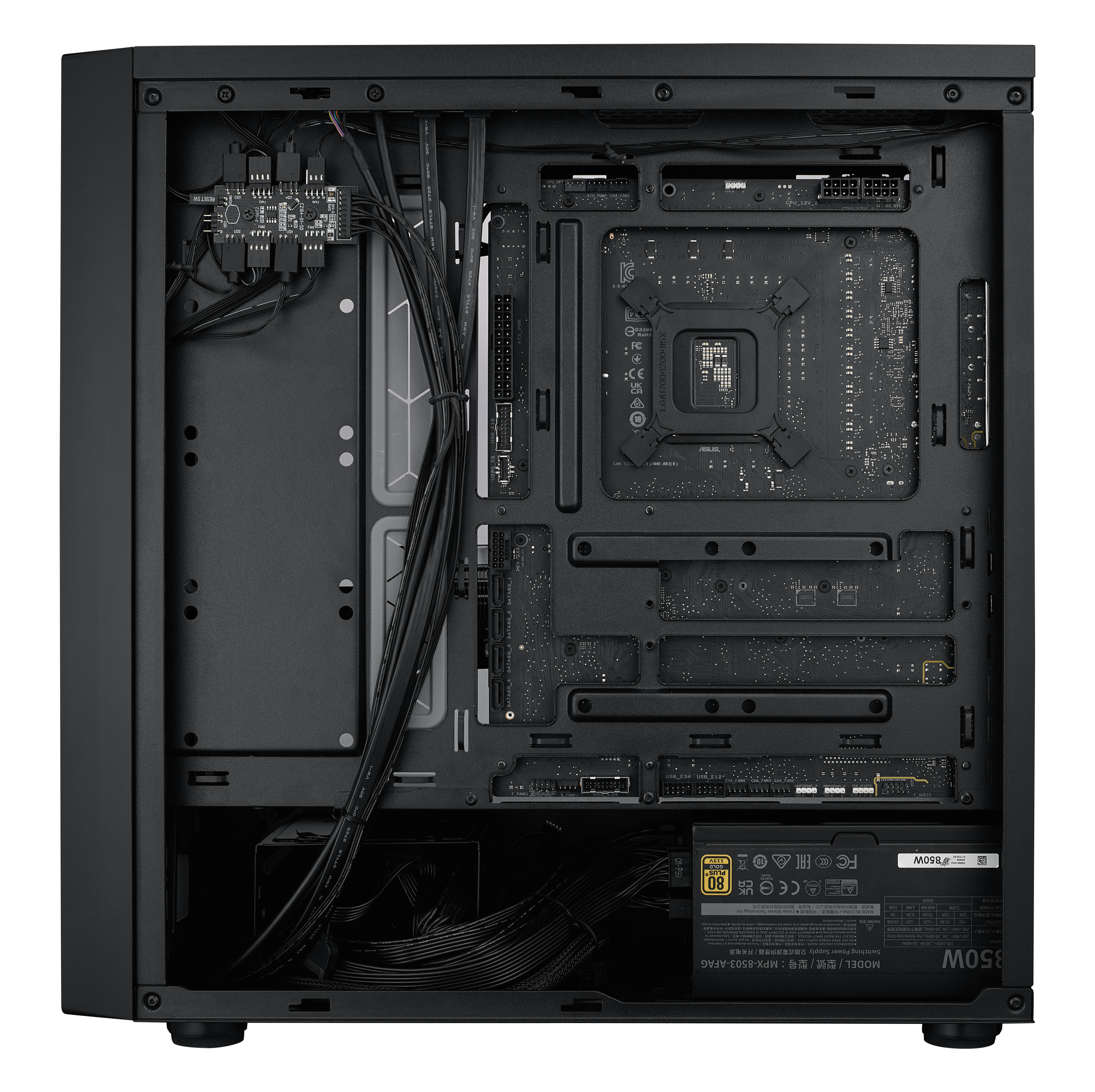 Cooler Master MasterBox 600 ARGB PC Case, Midi-Tower, E-ATX, RGB, Tempered Glass - Black