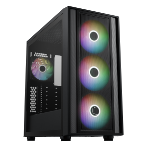 Cooler Master MasterBox 600 ARGB PC Case, Midi-Tower, E-ATX, RGB, Tempered Glass - Black