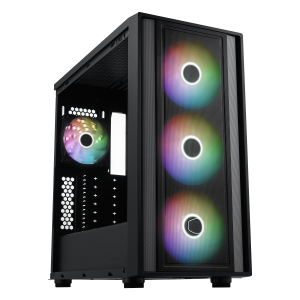 Cooler Master MasterBox 600 ARGB PC Case, Midi-Tower, E-ATX, RGB, Tempered Glass - Black