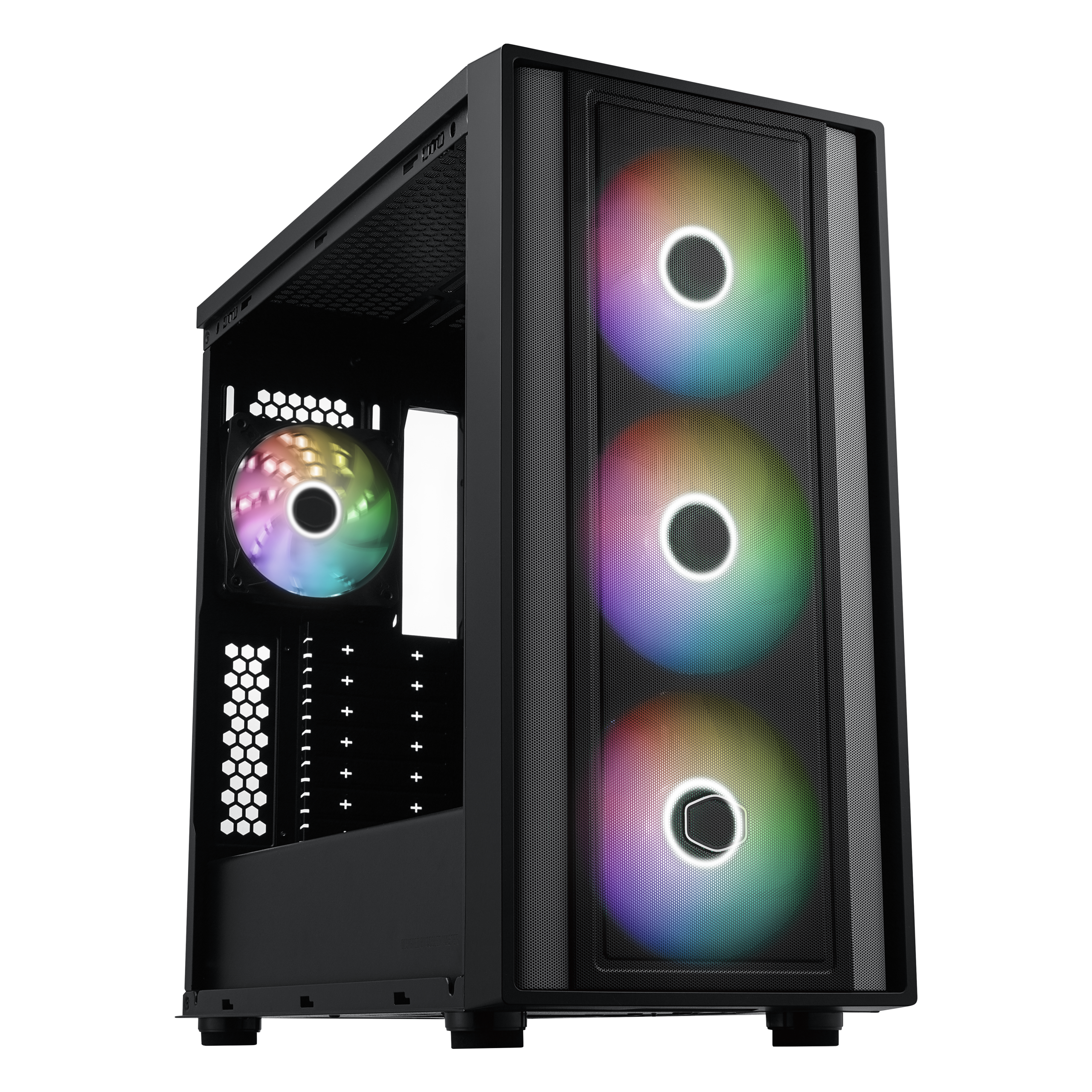 Cooler Master MasterBox 600 ARGB PC Case, Midi-Tower, E-ATX, RGB, Tempered Glass - Black