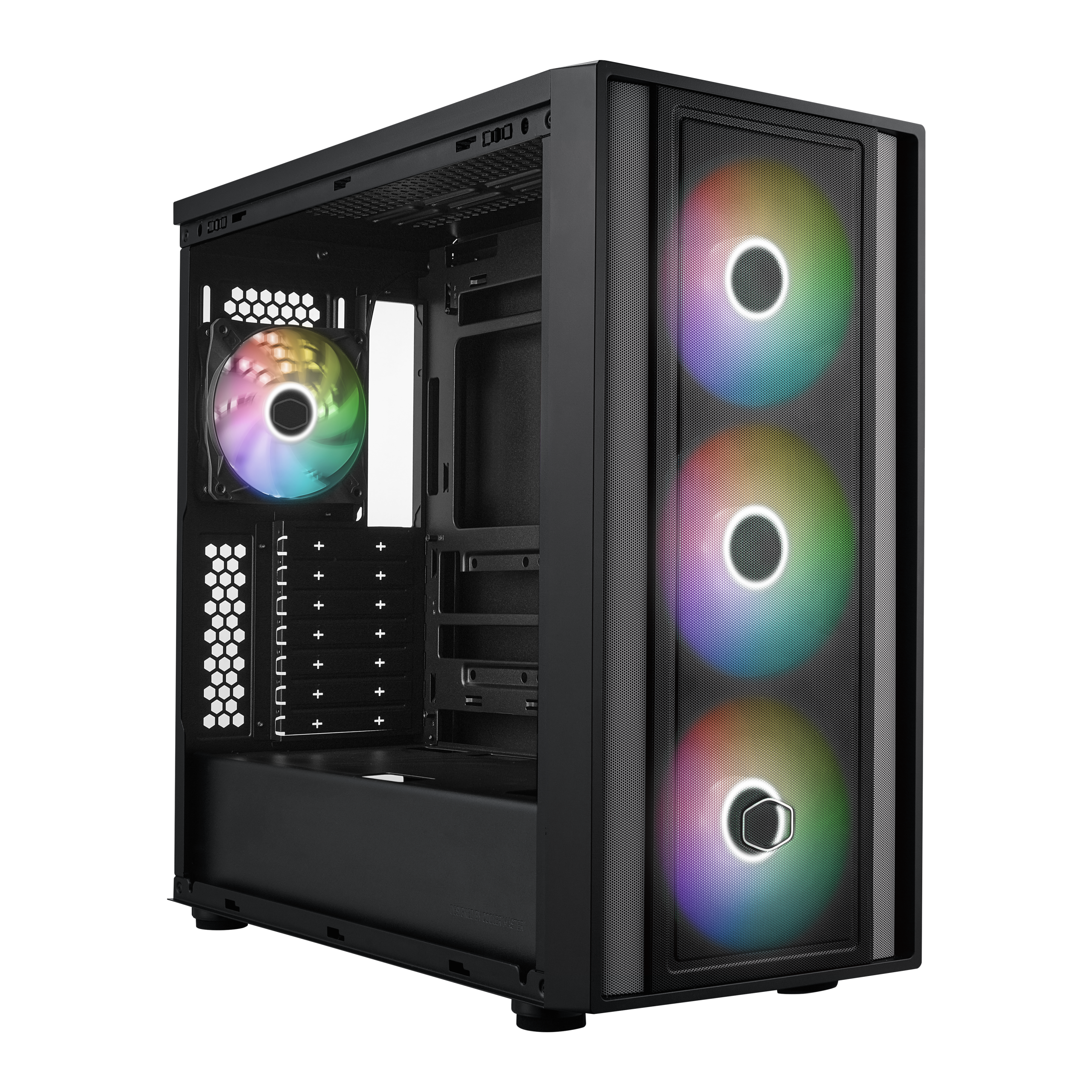 Cooler Master MasterBox 600 ARGB PC Case, Midi-Tower, E-ATX, RGB, Tempered Glass - Black