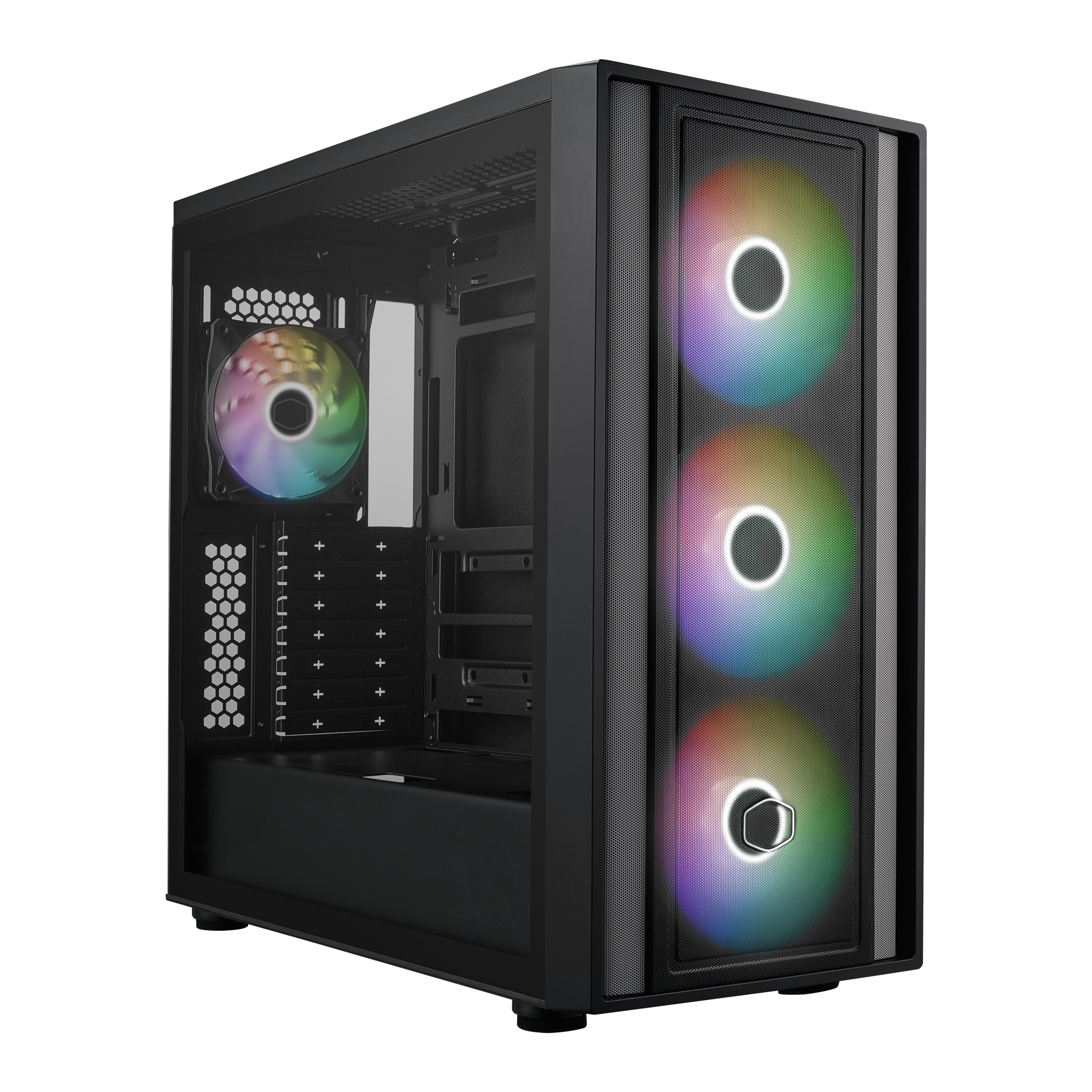 Cooler Master MasterBox 600 ARGB PC Case, Midi-Tower, E-ATX, RGB, Tempered Glass - Black