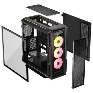 Corsair iCUE LINK 5000T LX PC Case, Midi-Tower, E-ATX, RGB, Tempered Glass - Black