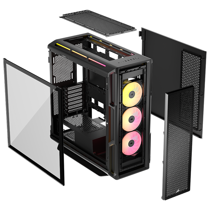Corsair iCUE LINK 5000T LX PC Case, Midi-Tower, E-ATX, RGB, Tempered Glass - Black