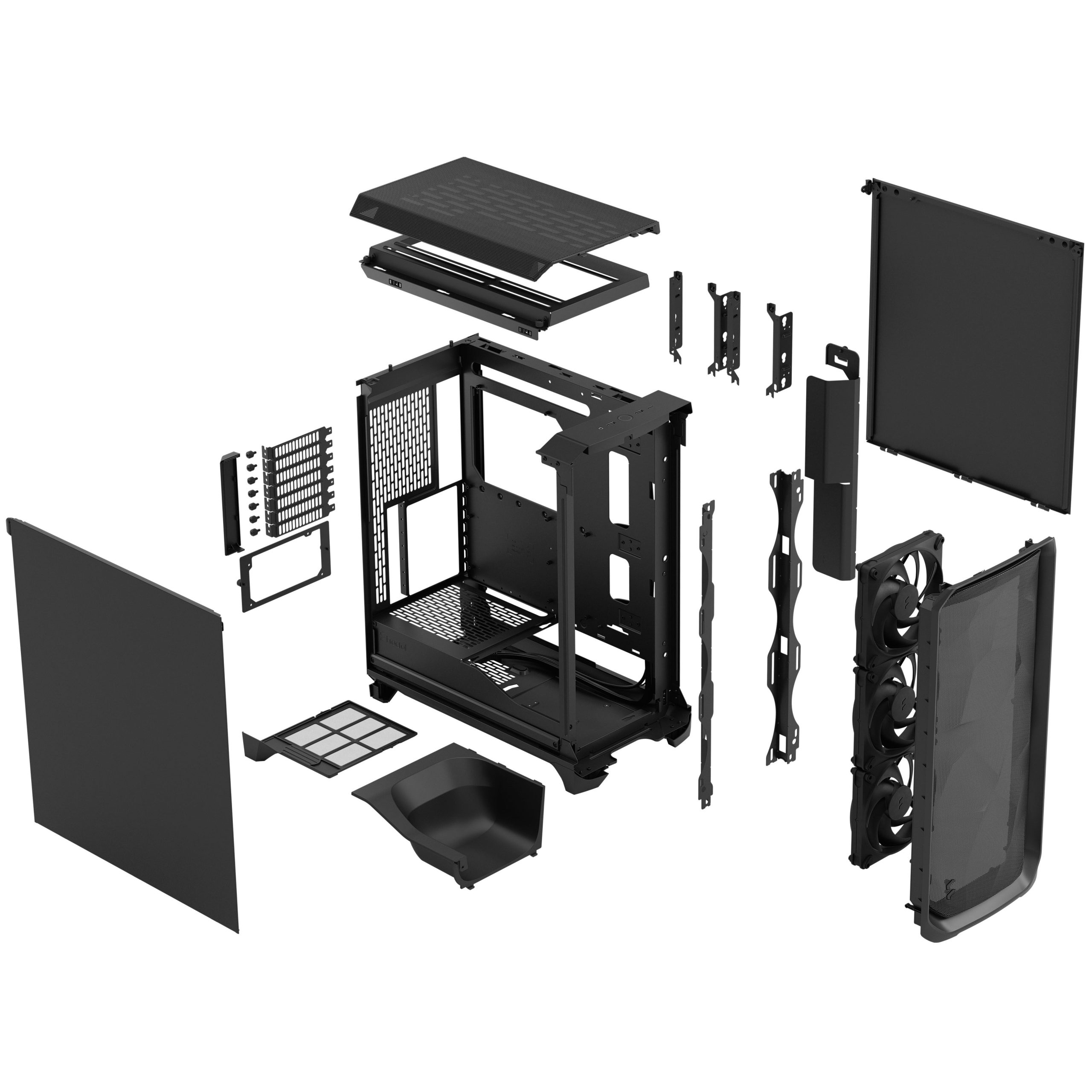 Fractal Design Meshify 3 Solid PC Case, Midi-Tower, E-ATX - Black