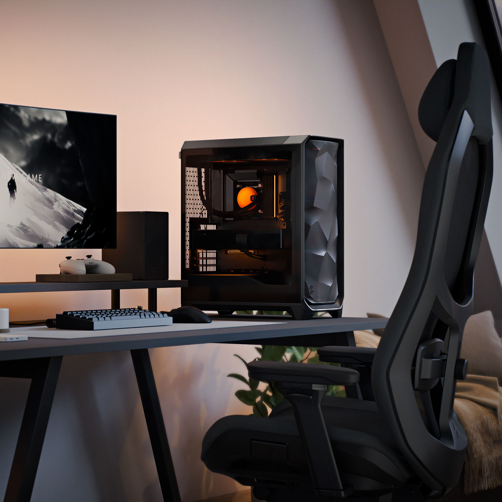 Fractal Design Meshify 3 TG Light Tint PC Case, Midi-Tower, E-ATX - Black