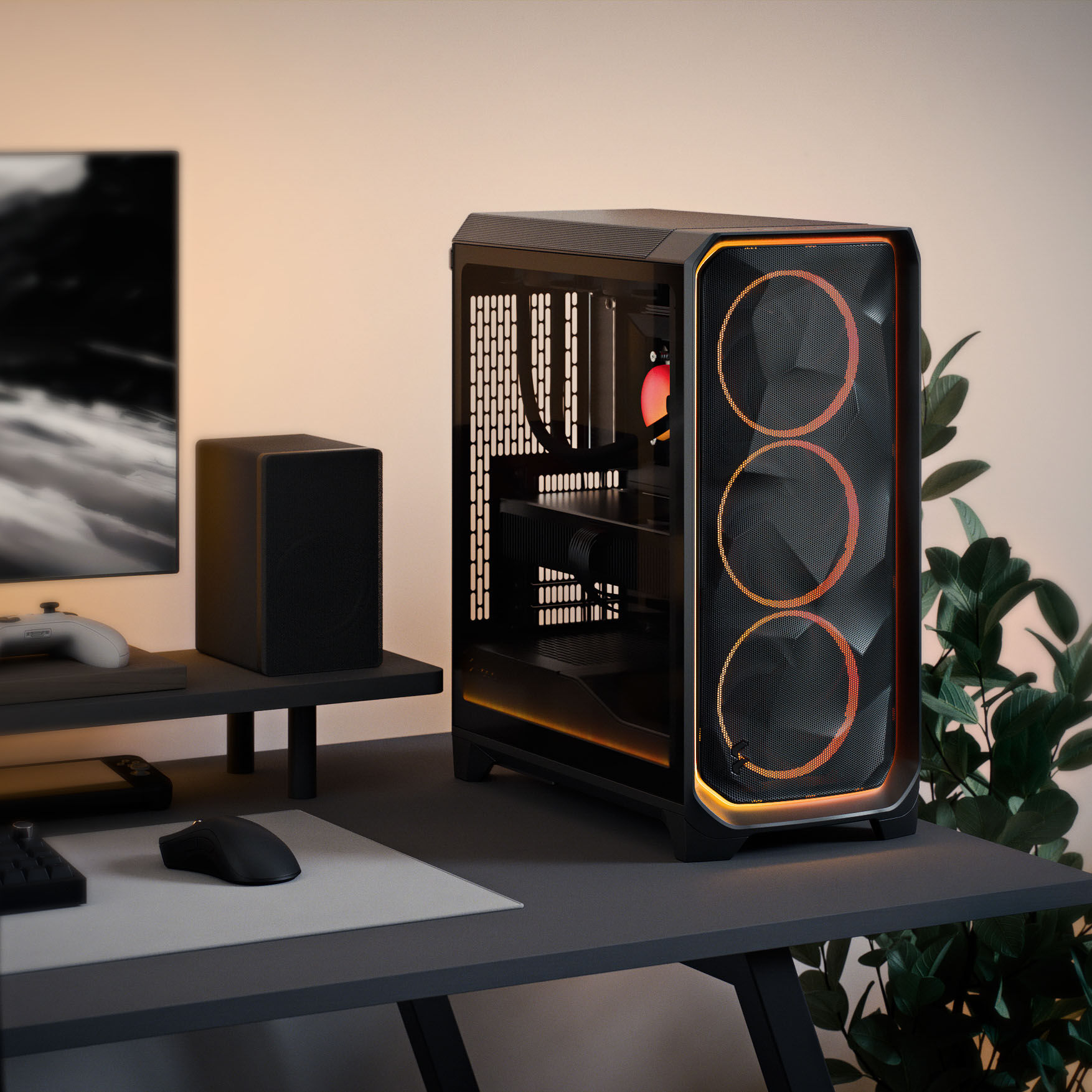 Fractal Design Meshify 3 Ambience Pro RGB TG Light PC Case, Midi-Tower, E-ATX - Black : image 14