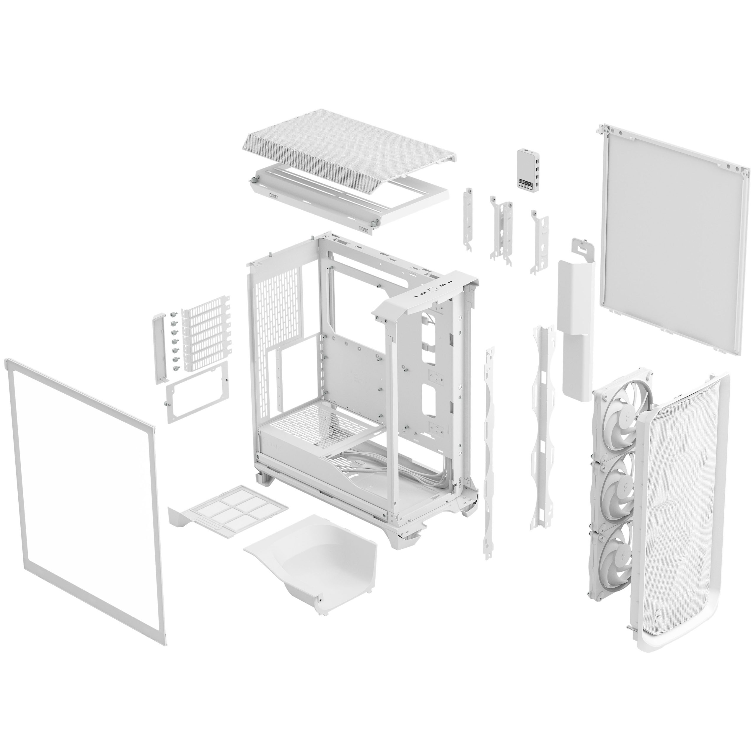 Fractal Design Meshify 3 Ambience Pro RGB White TG Clear PC Case, Midi-Tower, E-ATX - White