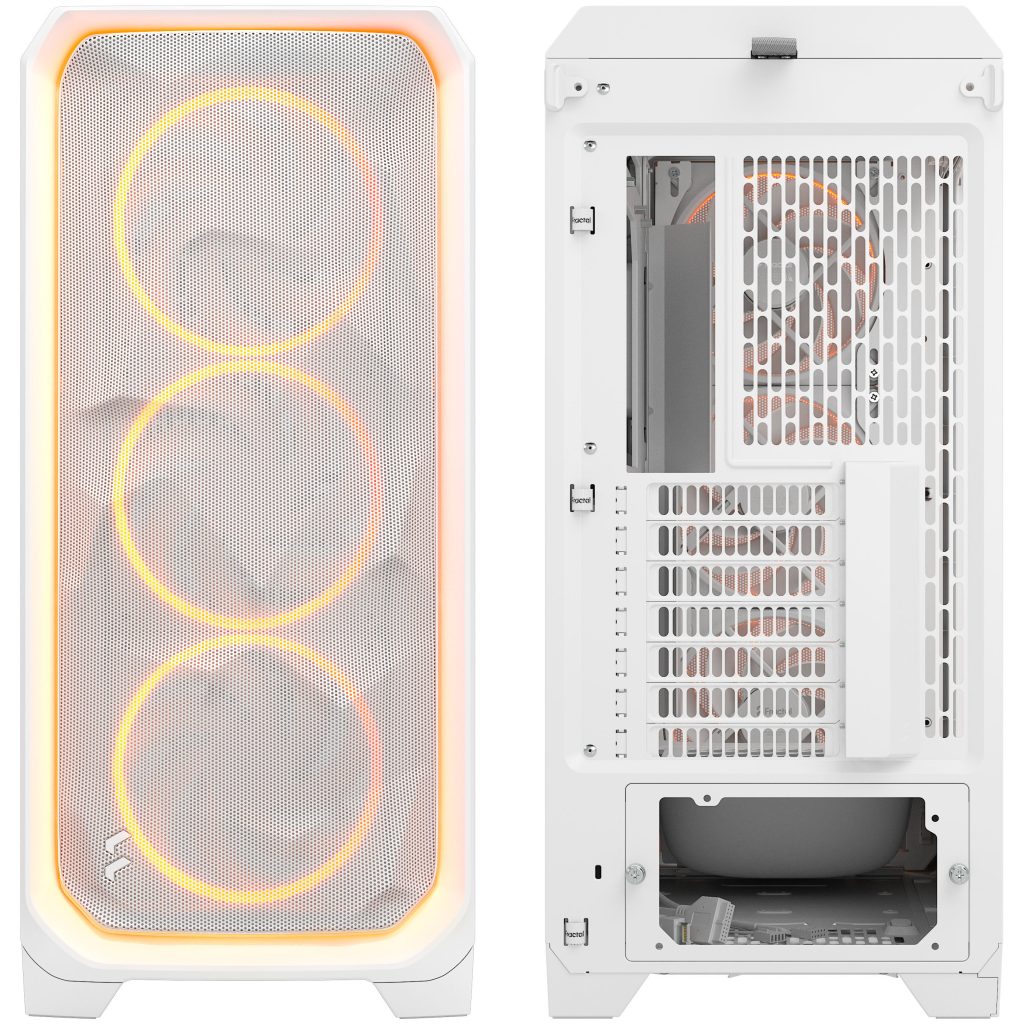 Fractal Design Meshify 3 Ambience Pro RGB White TG Clear PC Case, Midi-Tower, E-ATX - White
