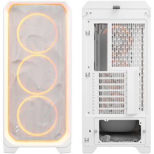 Fractal Design Meshify 3 Ambience Pro RGB White TG Clear PC Case, Midi-Tower, E-ATX - White
