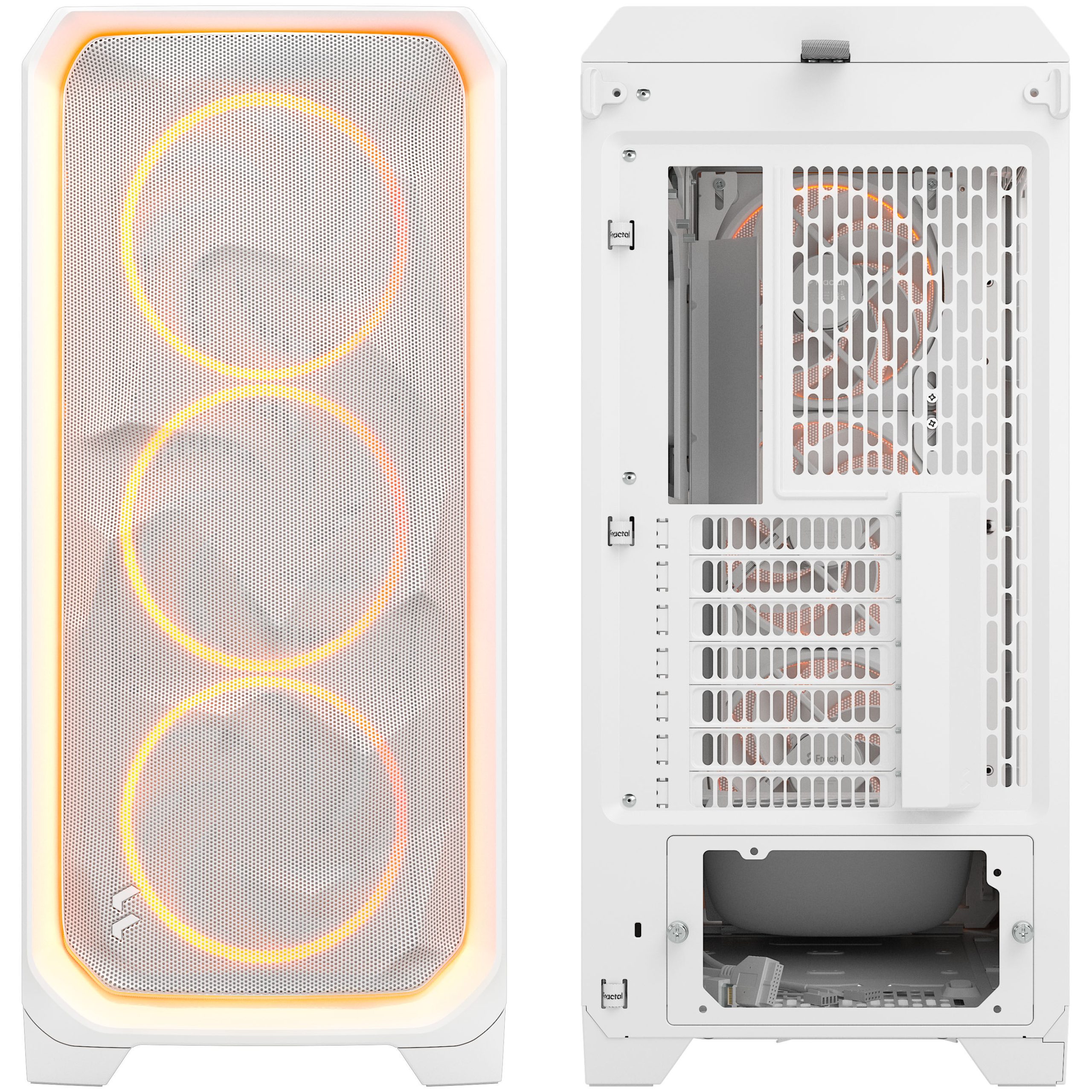 Fractal Design Meshify 3 Ambience Pro RGB White TG Clear PC Case, Midi-Tower, E-ATX - White