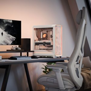Fractal Design Meshify 3 Ambience Pro RGB White TG Clear PC Case, Midi-Tower, E-ATX - White
