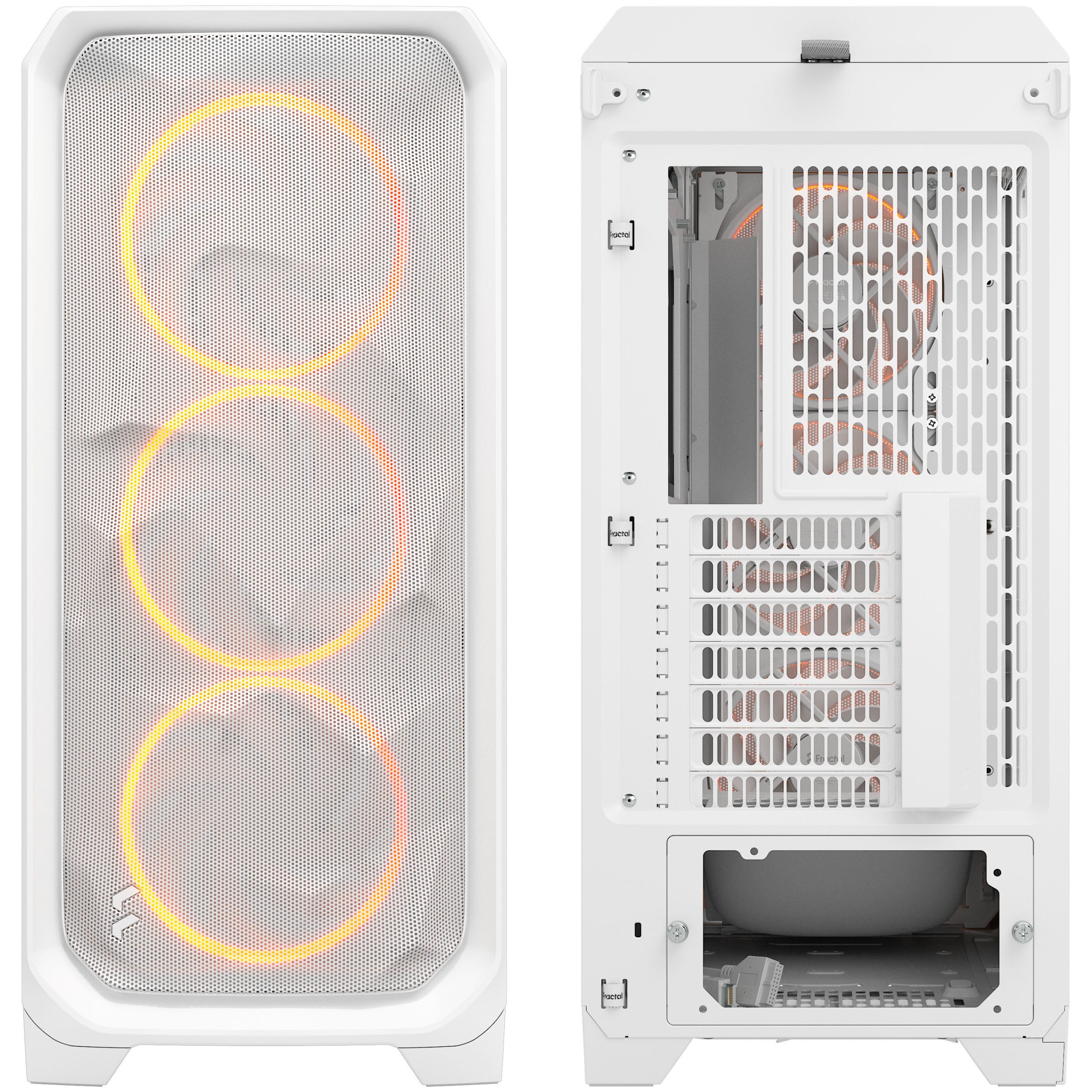 Fractal Design Meshify 3 RGB TG Clear PC Case, Midi-Tower, E-ATX - White