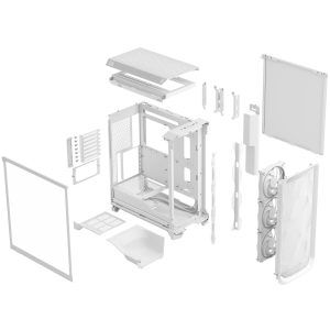 Fractal Design Meshify 3 RGB TG Clear PC Case, Midi-Tower, E-ATX - White