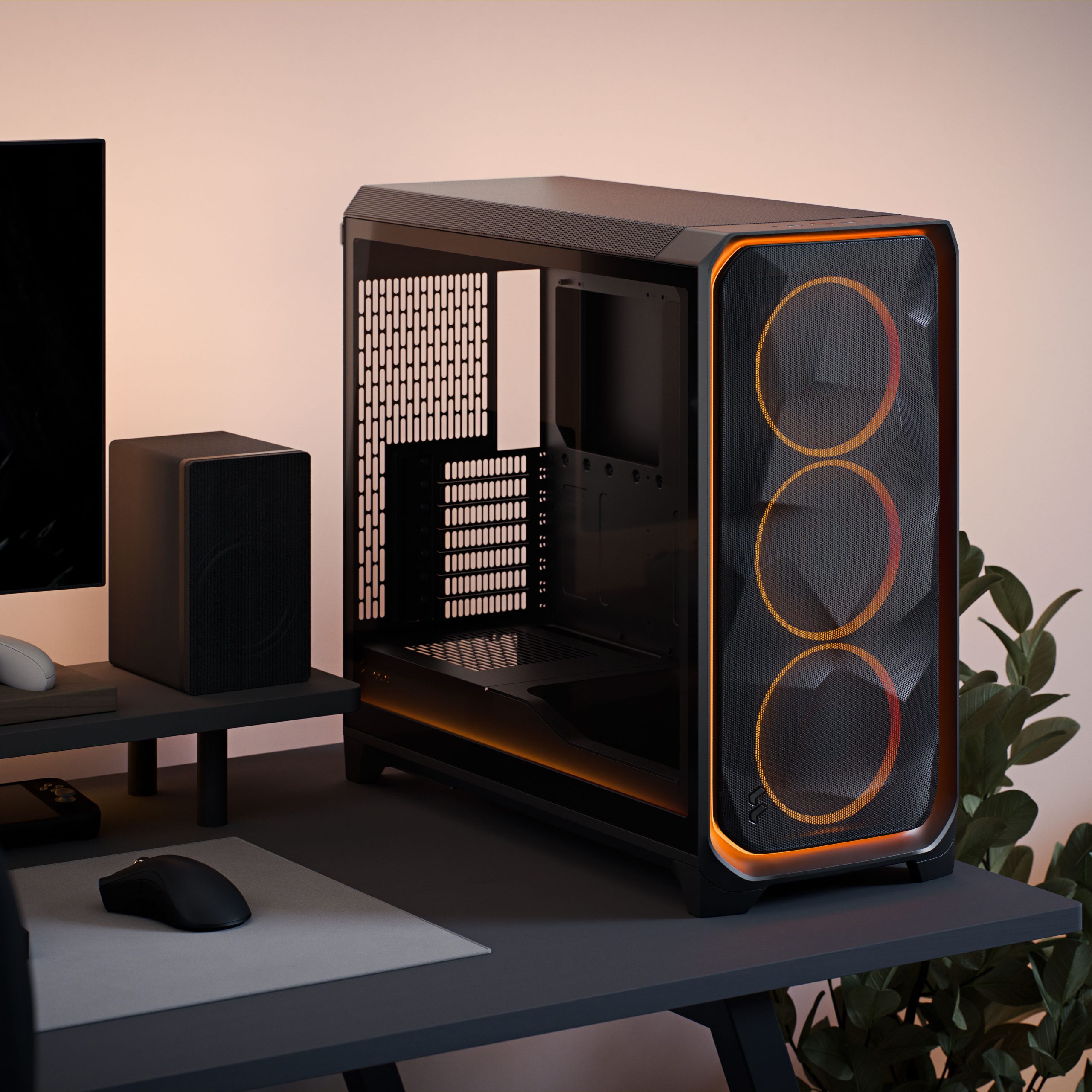 Fractal Design Meshify 3 XL Ambience Pro RGB PC Case - Full-Tower, E-ATX, Tempered Glass - Black